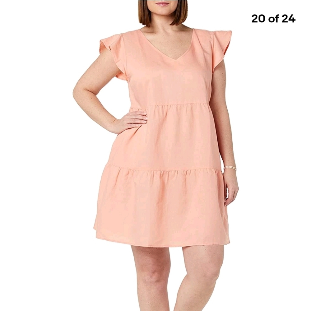 Nwt Goodthreads Relaxed Fit Flutter Sleeves Dress Peach Color